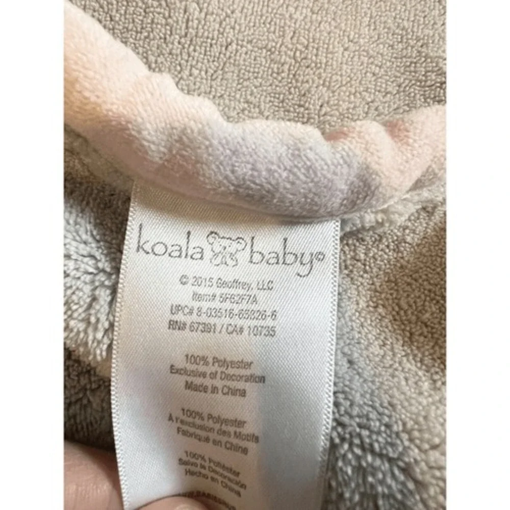 Koala Baby Bunny Rabbits & Butterflies Gray w Pink Velour Appliqued Baby Blanket